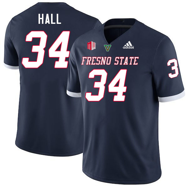 Fresno State Bulldogs #34 DaJhon Hall College Football Jerseys Stitched-Navy Fresno State Bulldogs #34 DaJhon Hall College Football Jerseys Stitched-Navy